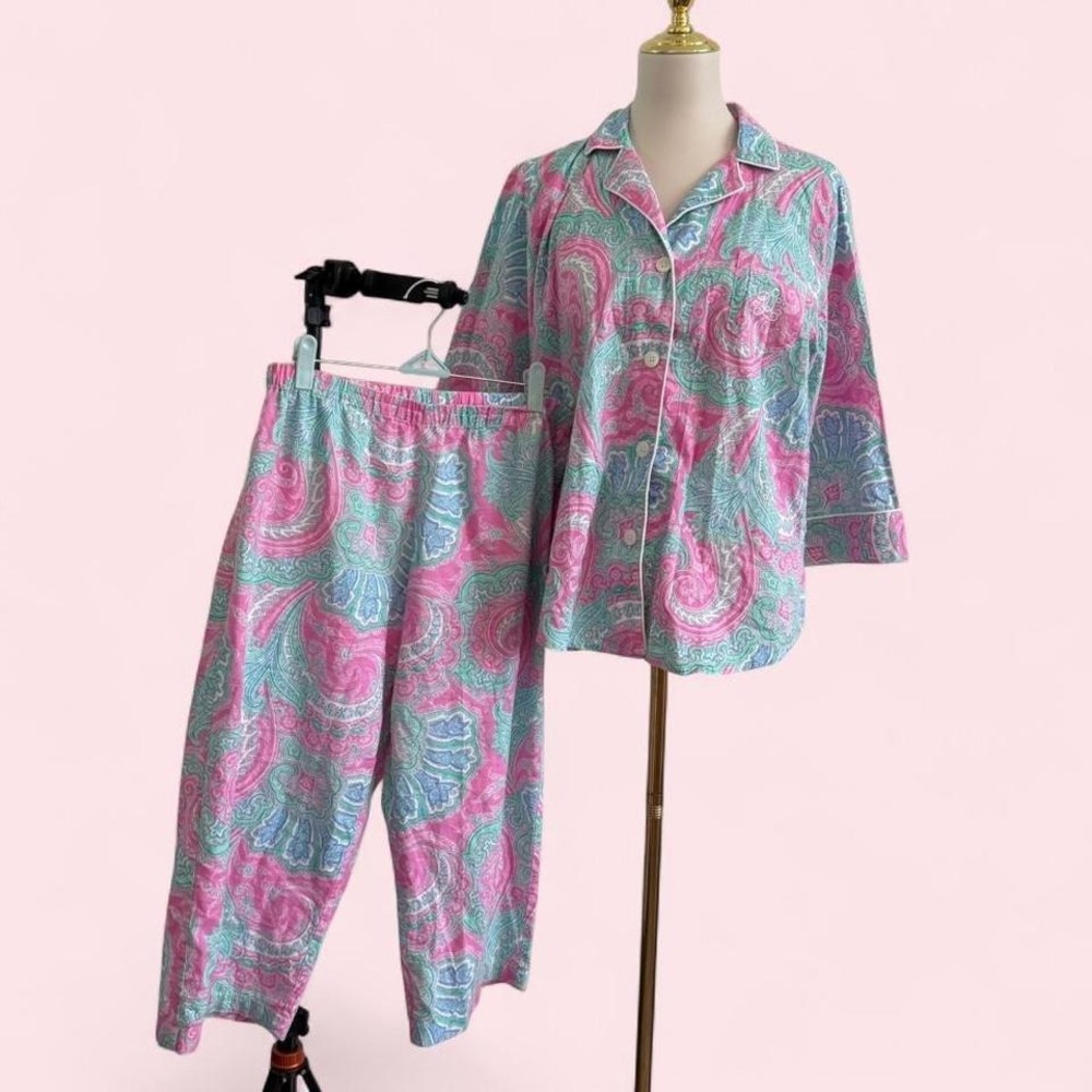 Lauren Ralph Lauren Pink Paisley Matching Set Large